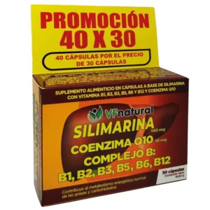 SILIMARINA CON VITAMINA B1, B2, B3, B5, B6 Y B12 Y COENZIMA Q10 CAJA x 30 CAPSULAS BLISTER