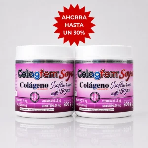 "DUO PACK" COLAGFEM CON ISOFLAVONAS DE SOYA (GENISTEÍNA) CON CAL+MAG+VITD3 X TARRO 300